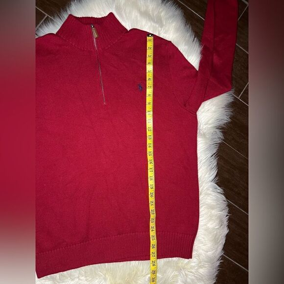 Polo Ralph Lauren Red Cotton 1/4 Zip Mock Neck Pullover Sweater sz large - Picture 7 of 7
